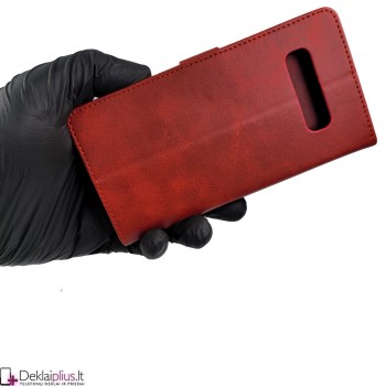 Dirbtinos odos dėklas su skyreliais - raudonas Samsung S10 Plus Dirbtinos odos dėklas su skyreliais - raudonas Samsung S10 Plus